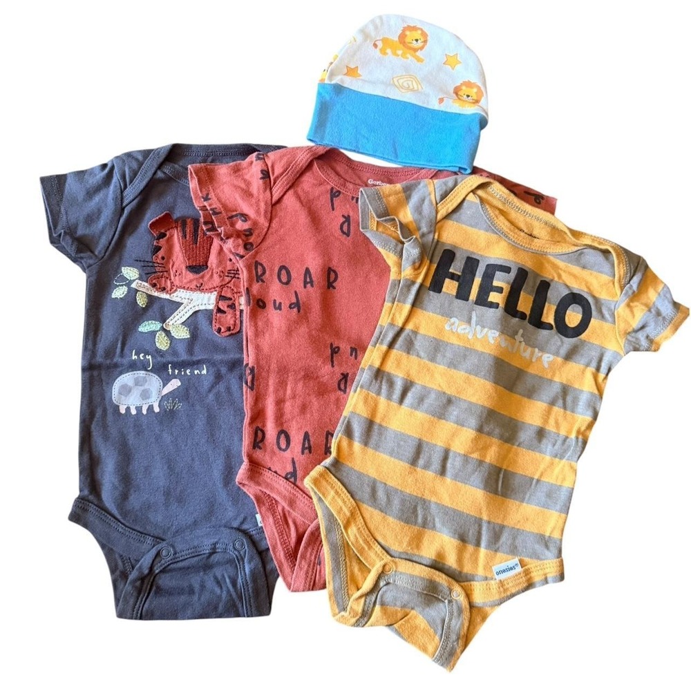 Baby boy bundle - 3 bodysuits and 1 hat EUC